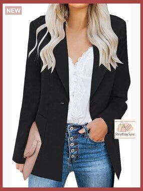 Oversized Linen Blazer Classic Lapel Button Slim Work Office Casual Jacket